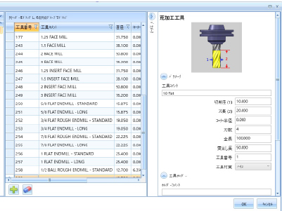 bobcadcammill工具毎の切削条件を共有