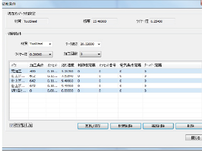 bobcadcam wire EDM 切削条件を登録